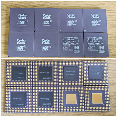 8x Lot Gold CPU's AMD 486 DX 100 MHz CPU Am486 DX4-100 + Cyrix CX486 DX 33 & 66