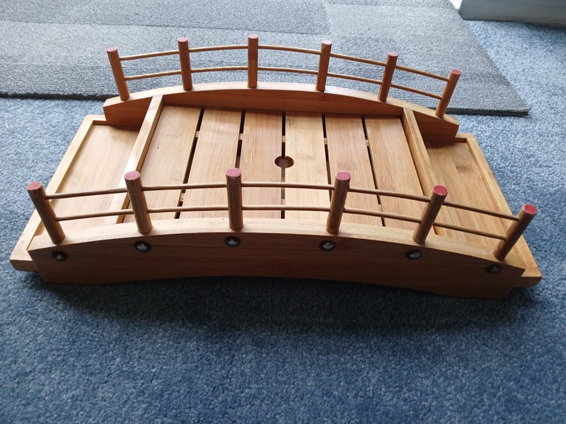 Wooden Sushi Boat Bridge – Large Sushi Serving Tray for Japanese Food Disp