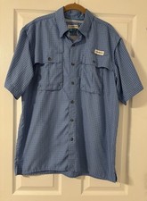 MAGELLAN MEN'S FISH GEAR MOISTURE WICKING SHIRT MEN  S MEDIUM BLUE SHORT SLEEVE