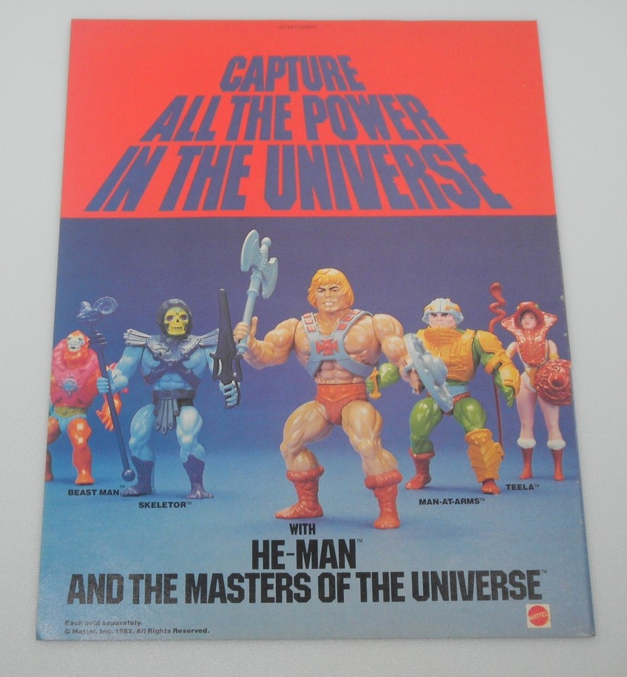 Original 1982 He-Man MOTU magazine ad print — a nostalgic slice of pure '80s childhood that frames up perfectly for a man-cave or office.