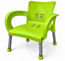 Green Plastic Armchair Garden Patio Chair Metal Legs Outdoor Seating