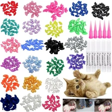 Extra Small Cat Nail Caps - 100 Pcs, Safe and Colorful Coverings for Kittens