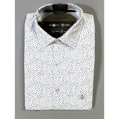 dress shirt 15.5 Alfani Men's Slim-Fit Temp Regulating Dress Shirt white navy 15-15.5 34-35  for sale online