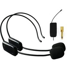 Wireless Microphone System for 2 People, 2.4G Dual Headset Black