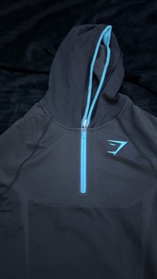 Gymshark Onyx 5.0 Seamless Hoodie - Size Small S - Black Onyx Grey