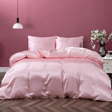 P Pothuiny 5 Pieces Satin Duvet Cover King Size Set, Luxury Silky Like Blush ...