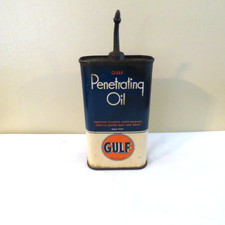 Vintage Gulf Penetrating Oil Can Half Pint Empty 5" High Good Condition