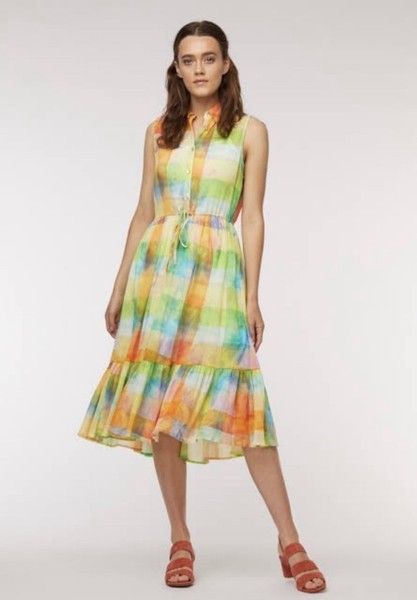 GORMAN Dress Summer Haze - Size 14 - Midi Check Tartan Sleeveless Cotton
