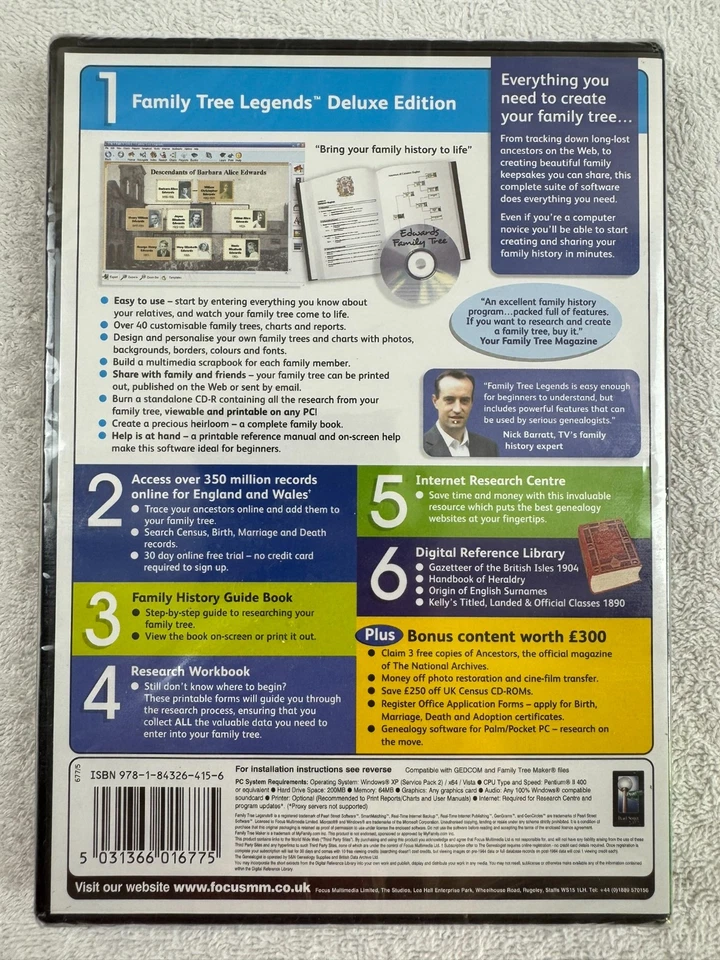 Create Your Own Family Tree Genealogy Suite - Windows PC - New & Sealed - CD-ROM - Image 2 of 2