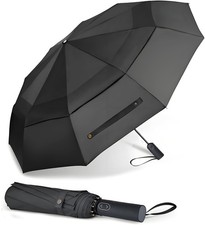 49/54/62 Inch Large Folding Golf Umbrella, Oversize Double Canopy Vented 10 R...