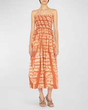 Ulla Johnson ALTRD 'Handmade' Ashkara Hand-Dyed Diamond Shibori Midi Dress sz S