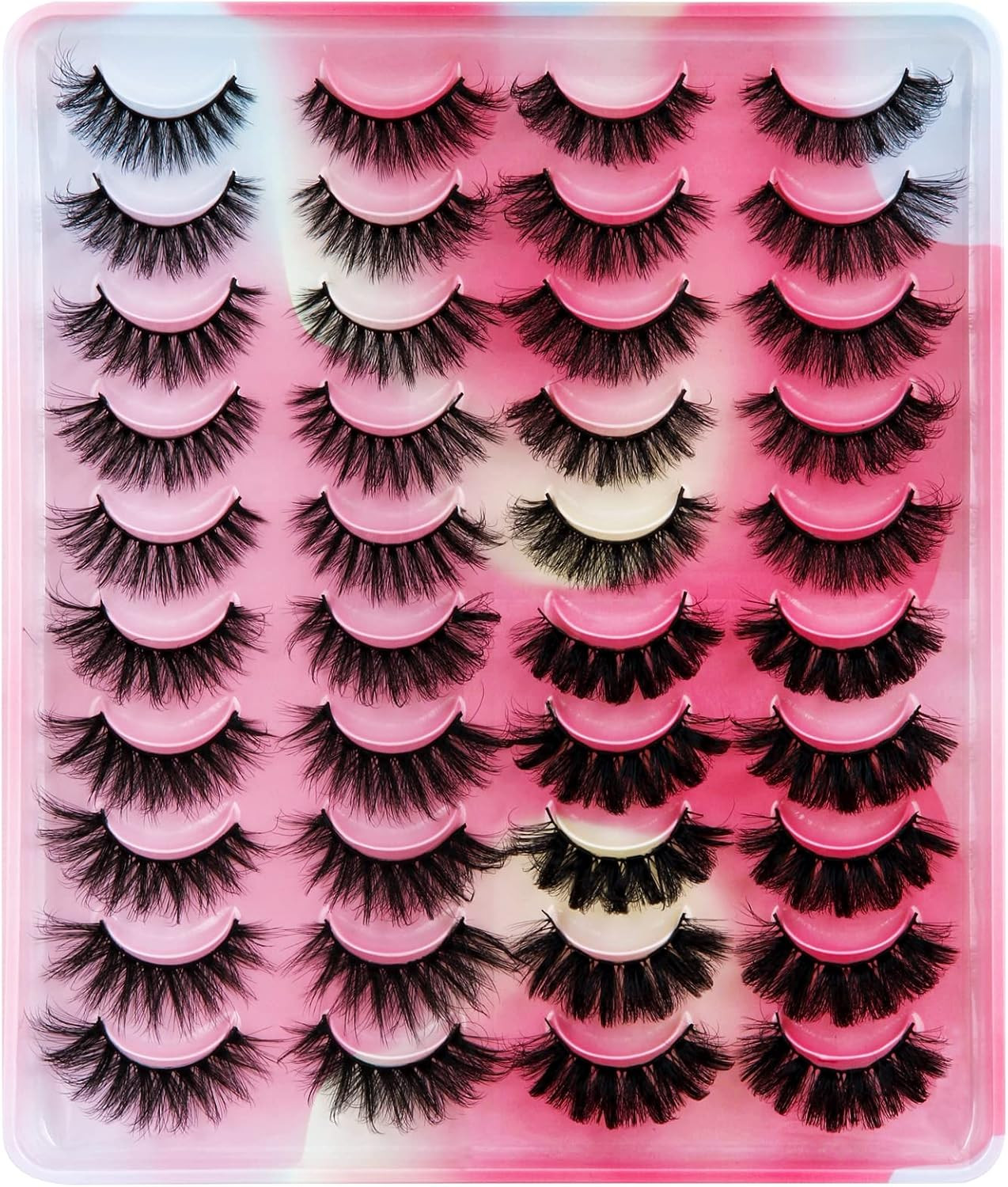 False Eyelashes Dramatic Fluffy 6D Mink Lashes - 20 Pairs Natural Curly Lashes T