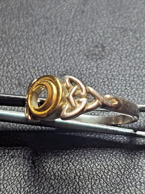 925 with 14k half moon incircle gold inlay, PSCL 925 14k Celtic Spiritual Jewel