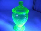 RARE Anchor Hocking Uranium Green Cameo Ballerina 6.75" Footed Candy Dish