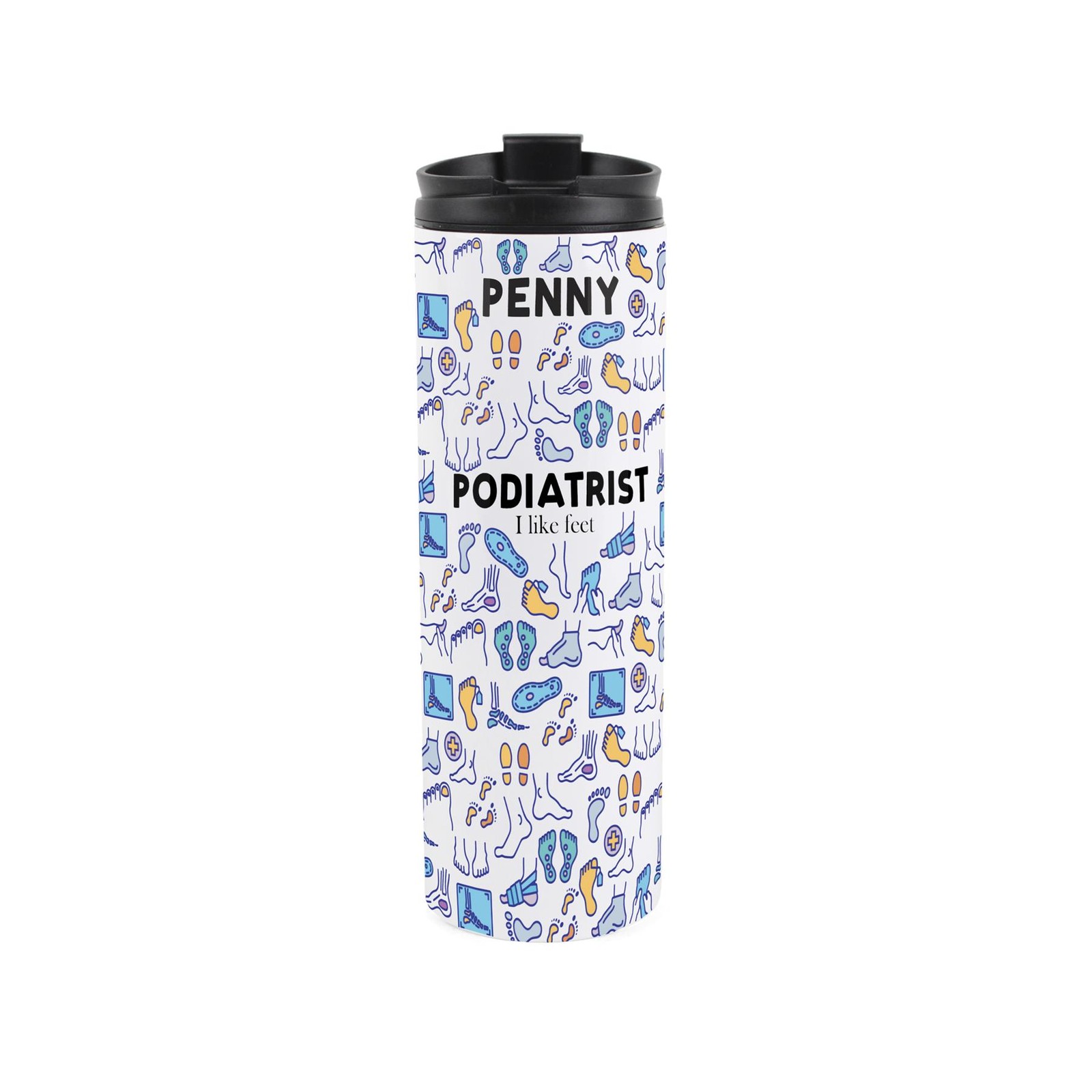 Personalised Podiatrist Travel Flask - Reusable Stainless Steel Tumbler Gift