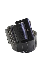 Cynthia Rowley Womens Leather Studded Wide Belt Black Size Small