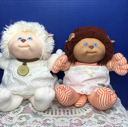 Set Of 2 Vintage Cabbage Patch Kids 1983 Koosas White And Orange Striped Cats