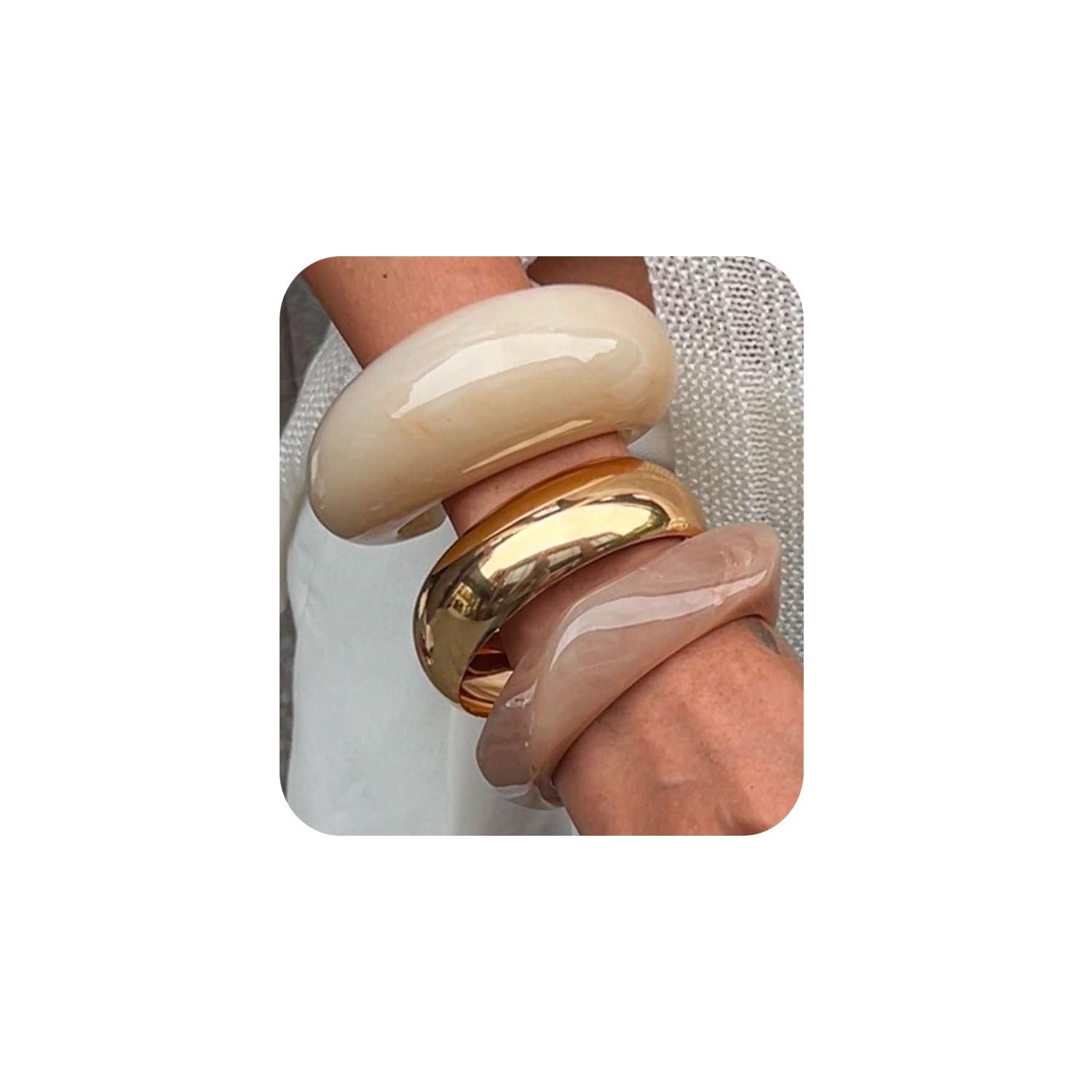 Irregular Square Acrylic Chunky Bangle Bracelets … - image 1