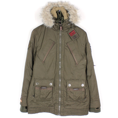 SUPERDRY JAPAN Damen Jacke Gr. L Grün Full Zip Kapuze Isoliert Gefüttert