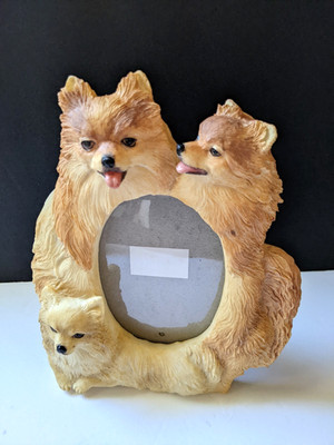 Pomeranian Dog 3D Picture Photo Frame With Stand 3.5''x5'' Resin Puppies
