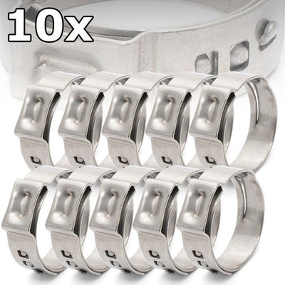 10X HPS 304 SS Oetiker Style Ear Hose Clamps Fit Range 31.8-35.0mm, 7mm BW