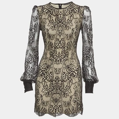 Alexander McQueen Mini Vestido Forrado en Contraste Encaje Negro S - Imagen 1 de 4