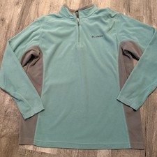 Columbia Pine Ridge Quarter Zip Men Large Lightweight Fleece Green / Gray XM6279