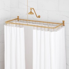 Signature Hardware 482884 60" x 27" Rectangle Brass Shower Rod - Brushed Gold