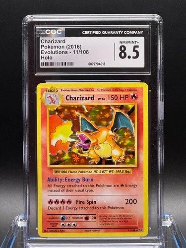 CGC 8.5 NM/MINT+ ✨ - Charizard 11/108 Evolutions Holo - 2016 Pokemon