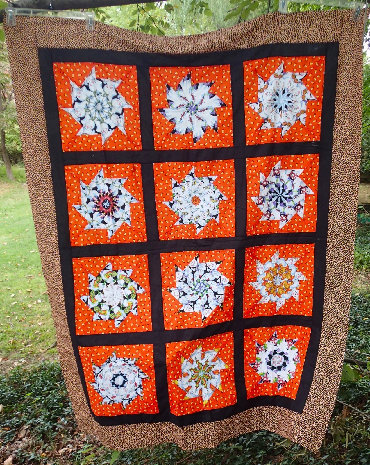 Halloween Ghost Quilt Top Throw (unquilted)