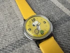 1970s Timex Snoopy Tennis Yellow MYSTERY BALL Mechanical Watch - Vintage working