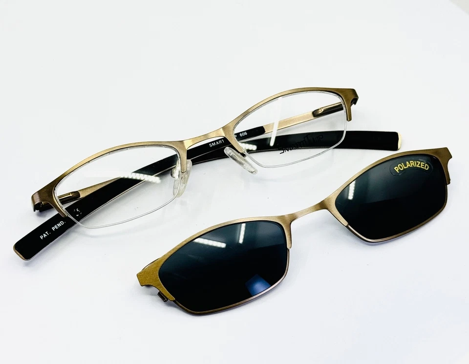 ELITE EYEWEAR SMART CLIP 606 AGOLD Bronce Rectángulo Anteojos 46-19-135 B:25 A Foto 2 de 4