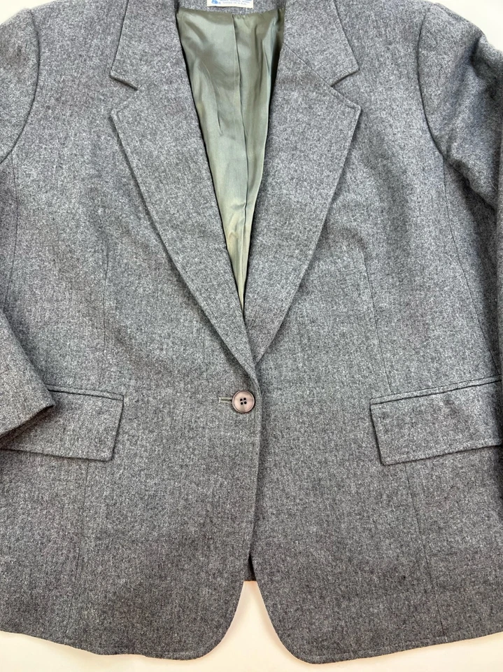 Vintage Pendleton Wool Blazer Coat Jacket Mens 44 Gray USA One Button Pockets - Image 2 of 4