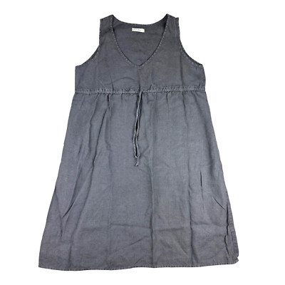 Allen Allen Dress Women's Large Gray Linen Sleeveless Drawstring Boho Solid Top
