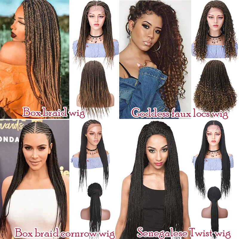 US Box Peluca Trenzada Ligera Micro Twist Cornrow Mujeres Encaje Trenzas Peluca Ombre Foto 4 de 4