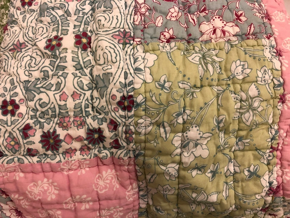 Lote de 2 fundas de almohada Pottery Barn para niños florales verde azul blanco Foto 4 de 4