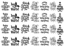 Christmas Song Titles 28 pcs 1 Inch Black Fused Glass Decals