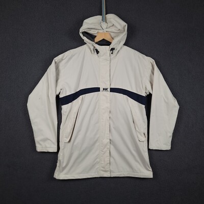 HELLY HANSEN Jacket Womens L Large White Helly Tech Waterproof Rain Coat Parka
