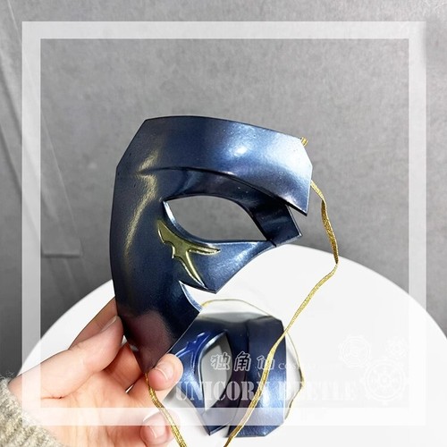 Game Genshin Impact Dainsleif Resin Blue Half Face Mask Cosplay Prop Halloween - Picture 3 of 6