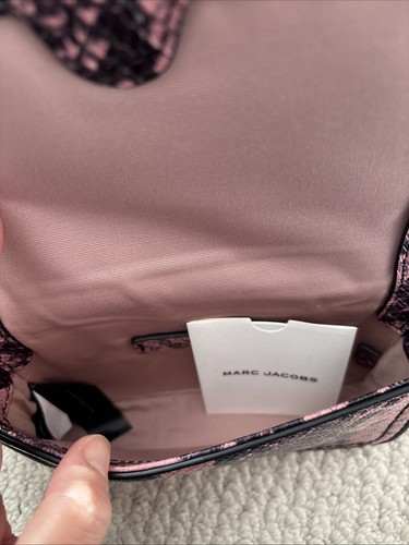 Marc Jacobs Small Flap Snake Print Leather Phone Crossbody Bag Mini Dusty Rose - Picture 4 of 4