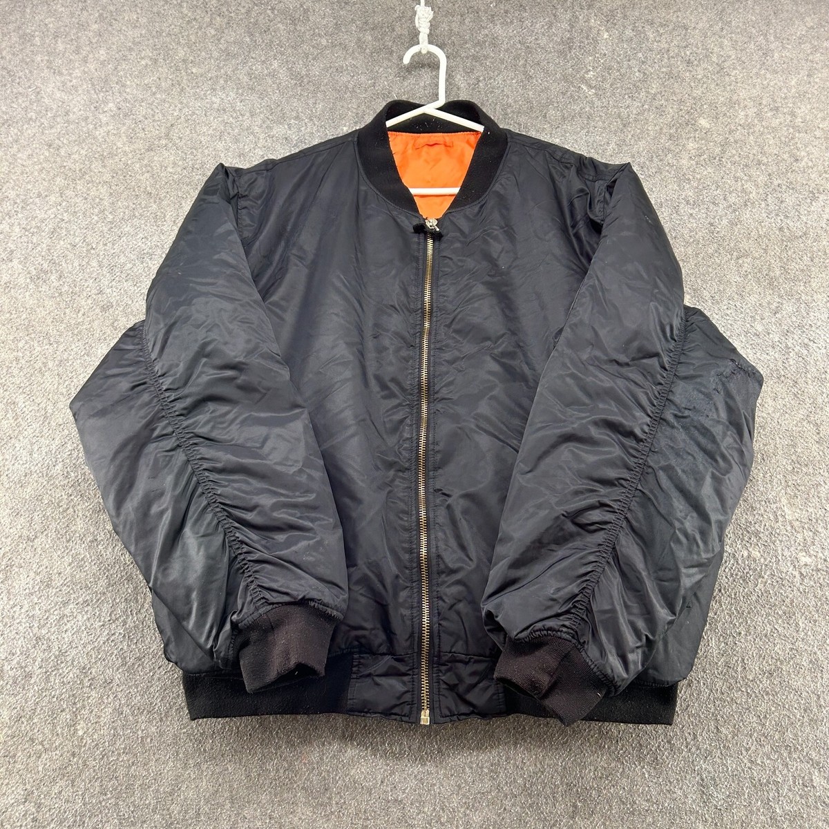 VINTAGE USAF Jacket 3XL Black Orange Bomber Full Zip Flight MA 1