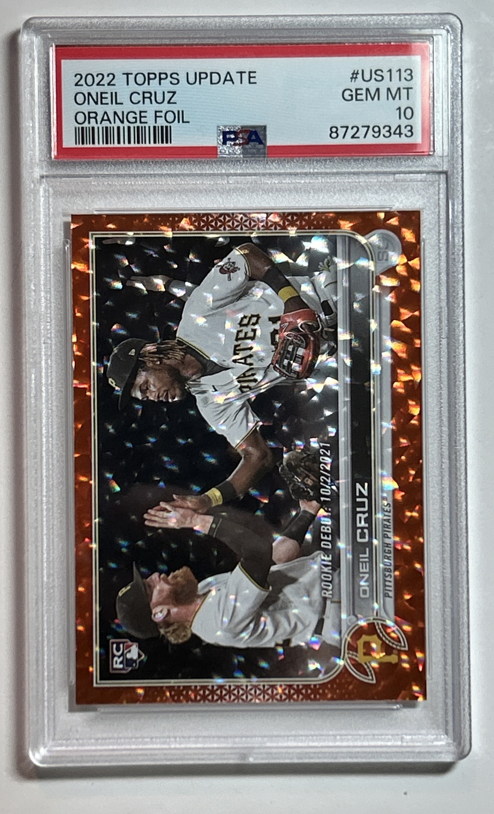 2022 Topps Update Rookie Debut Orange /299 Oneil Cruz #US113 Rookie RC PSA 10