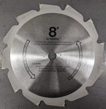 Omark USA 8" x 12 Carbide Tipped Teeth Circular Saw Blade 11130 12TPI 12T