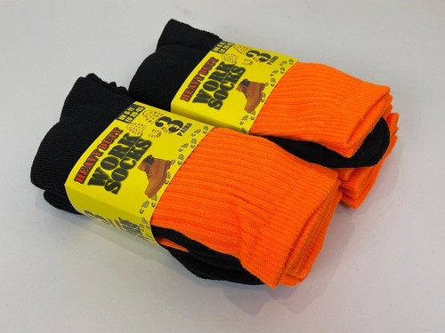Heavy Duty Work Socks Hi Vis Warm Winter Thermal Crew Sock Men Orange Yellow - Foto 2 di 7