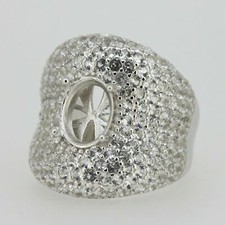 Sterling Silver Semi Mount Ring Setting Oval OV 10x8mm Topaz Dome