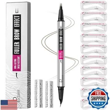Curved Eyebrow Pencil with 10Pcs Stencils, 2-in-1 Dual-Ended Microblading Eye