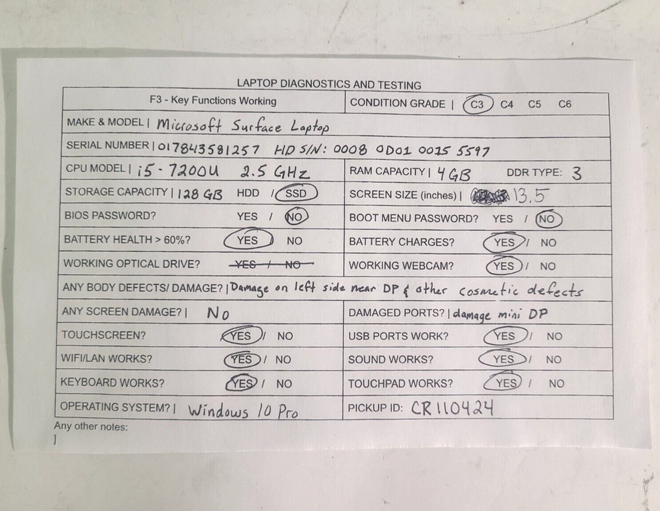 Microsoft Surface Laptop 1769 13.5" i5-7200U 4GB RAM 128GB SSD Win 10 Pro Foto 2 de 4