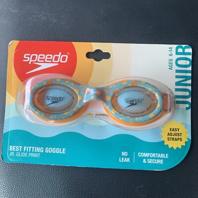 Speedo Junior Glide Print Swim Goggles Ages 6-14 - Orchard Orange