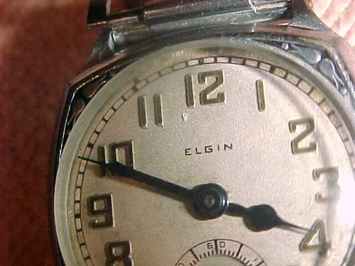 ELGIN 1928 - FUNDA DE COJÍN DE NÍQUEL - BISEL ESMALTADO - BANDA KREMENTZ - Imagen 2 de 8