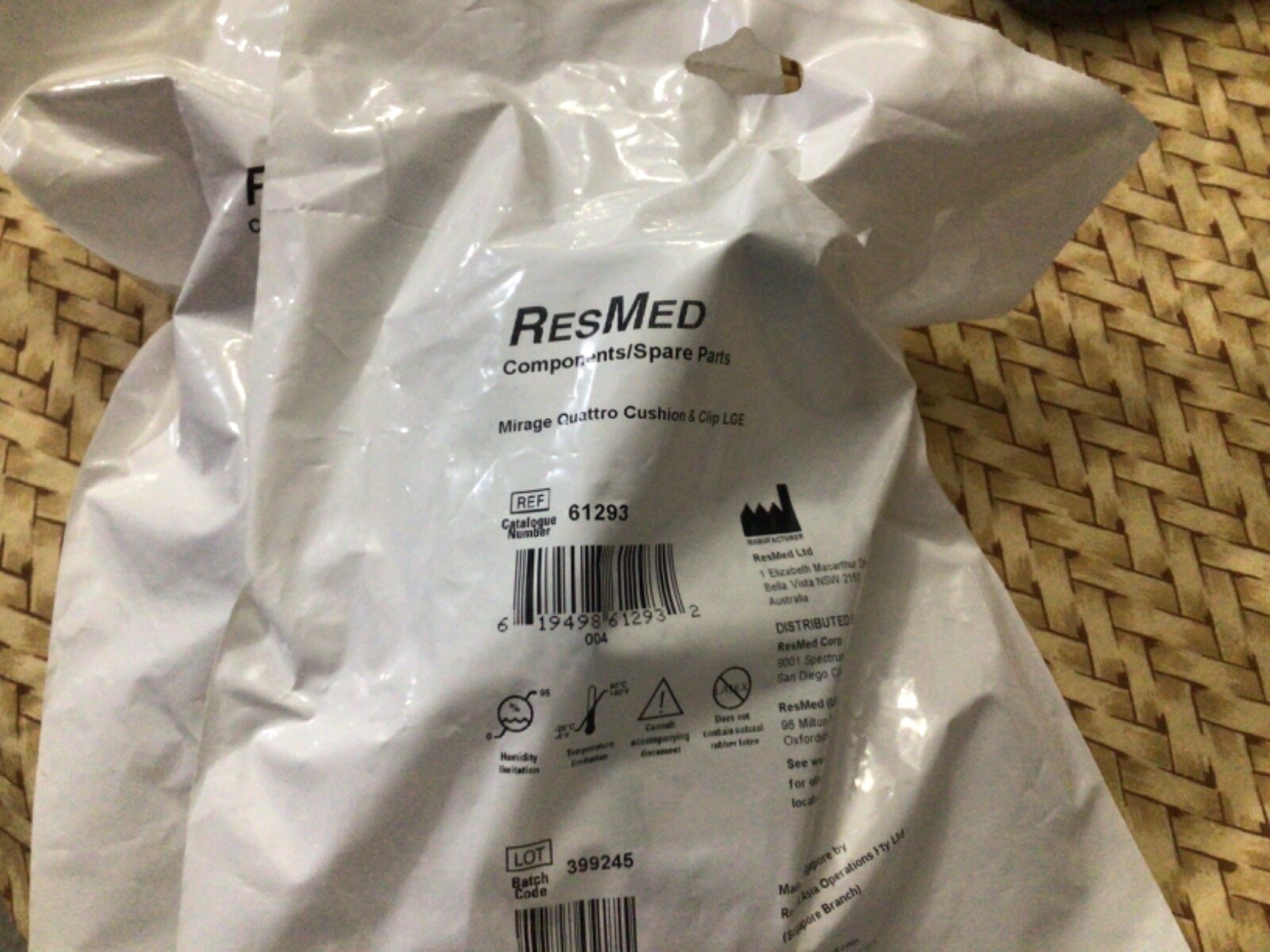 New ResMed Mirage Quattro 61293 Full Face Cushion & Clip Large LGE